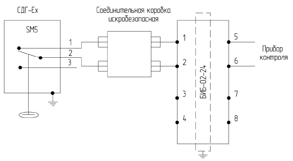 Схема подключения сигнализатора давления СДГ-Ех